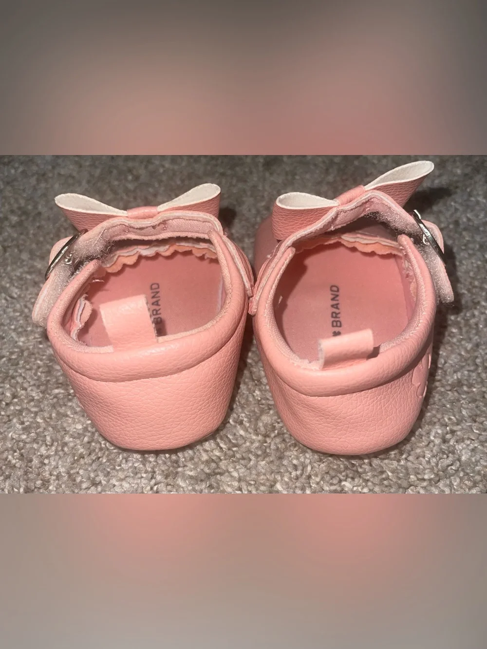 Lucky Brand blush Mary Jane crib shoe 4 bow soft